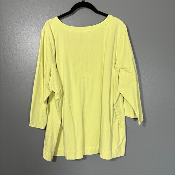 D & Co Yellow Green Pleated Front Boho Minimalist Top - 2X - Women's Plus Size - Picture 7 of 7